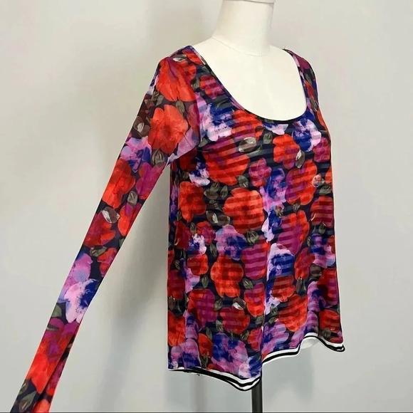 Anthropologie Weston Wear Floral Striped Long Sleeve Top - Picture 5 of 10